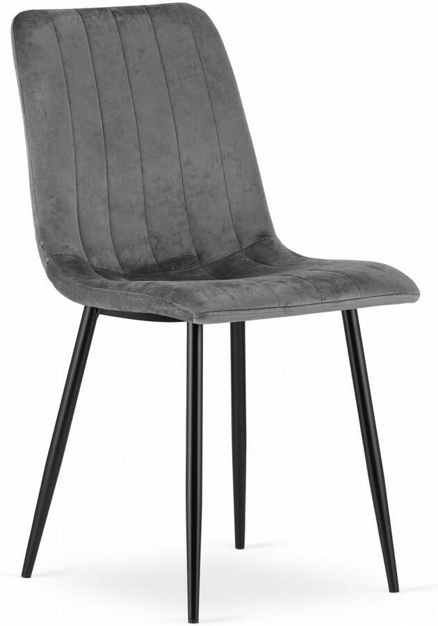Oskar Eetkamerstoel LAVA Donkergrijs Zwarte Metalen Poten Velvet Bekleding Industriële Stijl Max. 110 kg Ergonomisch Design Comfortabele Zitting