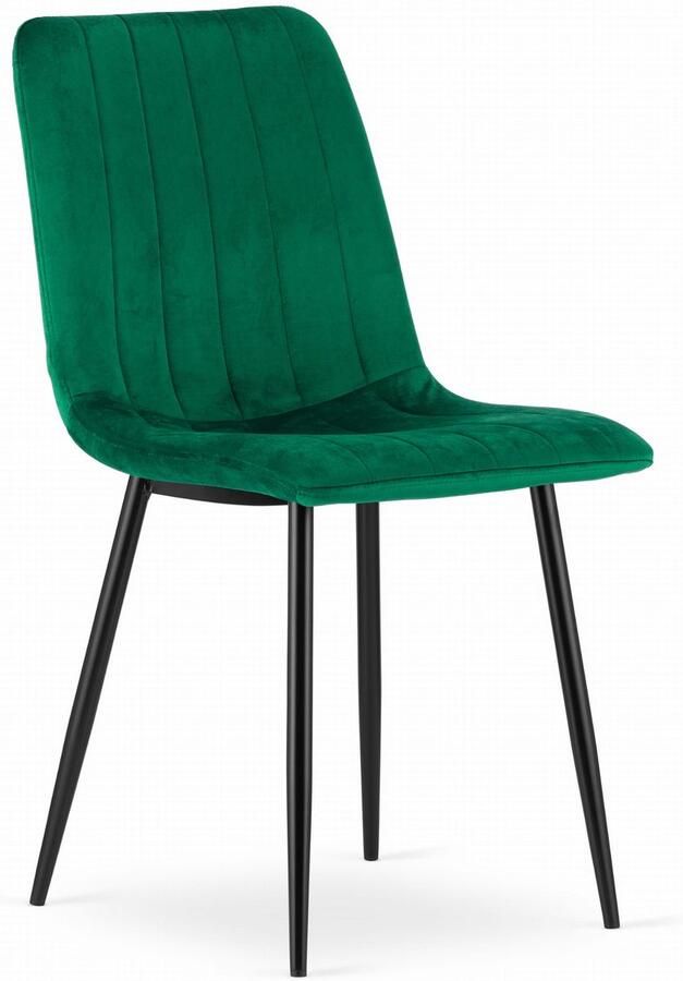 Oskar Eetkamerstoel LAVA Groen Zwarte Metalen Poten Velvet Bekleding Industriële Stijl Max. 110 kg Ergonomisch Design Comfortabele Zitting