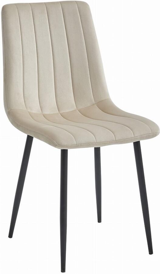 Oskar Eetkamerstoel LAVA Lichtbeige Zwarte Metalen Poten Velvet Bekleding Industriële Stijl Max. 110 kg Ergonomisch Design Comfortabele Zitting