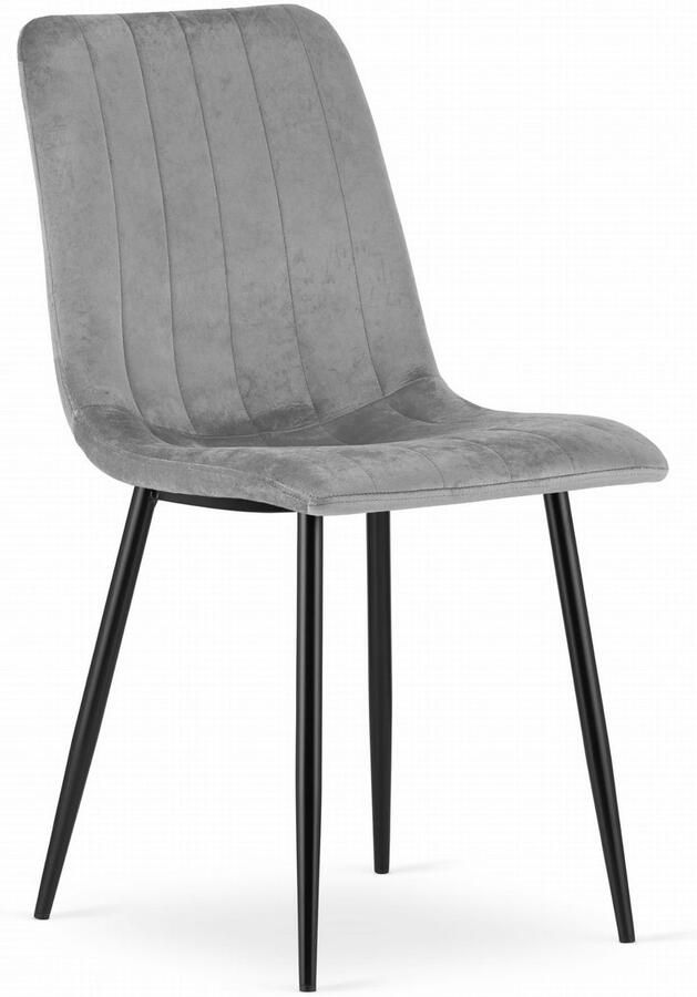 Oskar Eetkamerstoel LAVA Lichtgrijs Zwarte Metalen Poten Velvet Bekleding Industriële Stijl Max. 110 kg Ergonomisch Design Comfortabele Zitting