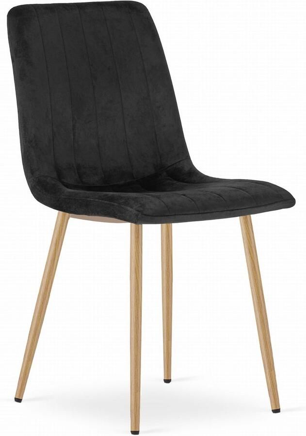 Oskar Eetkamerstoel LAVA Zwart Houtlook Metalen Poten Velvet Bekleding Industriële Stijl Max. 110 kg Ergonomisch Design Comfortabele Zitting