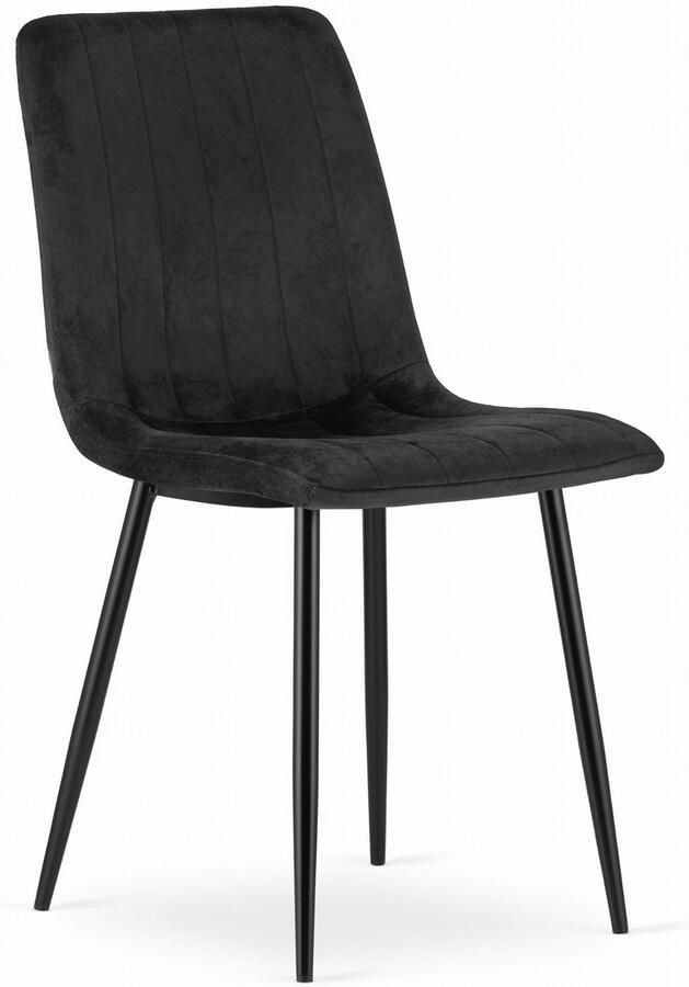 Oskar Eetkamerstoel LAVA Zwart Zwarte Metalen Poten Velvet Bekleding Industriële Stijl Max. 110 kg Ergonomisch Design Comfortabele Zitting