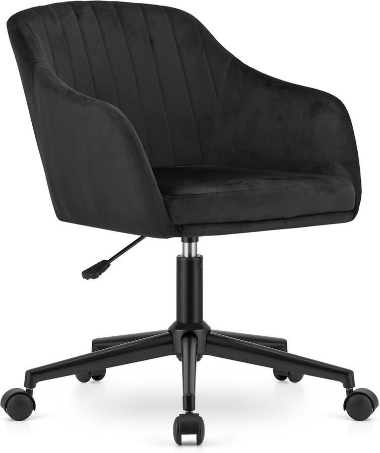 Meubel Square Draaistoel Turno Zwart Velvet Bureaustoel Fluwelen Bekleding Hoogte Verstelbaar