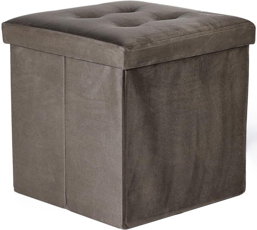 Oskar Opvouwbare poef L met knopen 38x38x38cm fluweelbruin