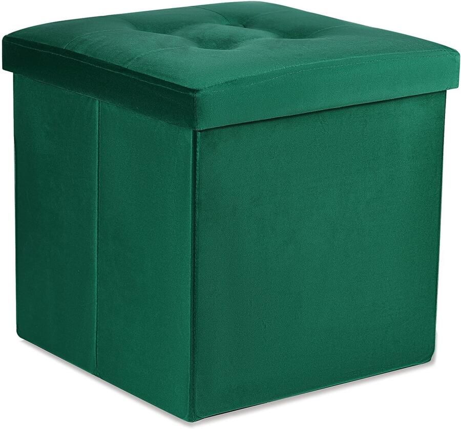 Oskar Opvouwbare poef L met knopen 38x38x38cm fluweelgroen x 8