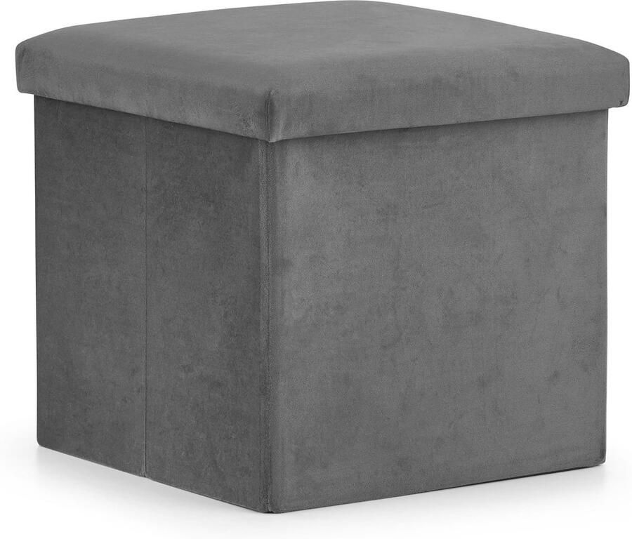 Oskar Opvouwbare Poef M 30x30x30 cm Donkergrijs Velvet Industriële Stijl