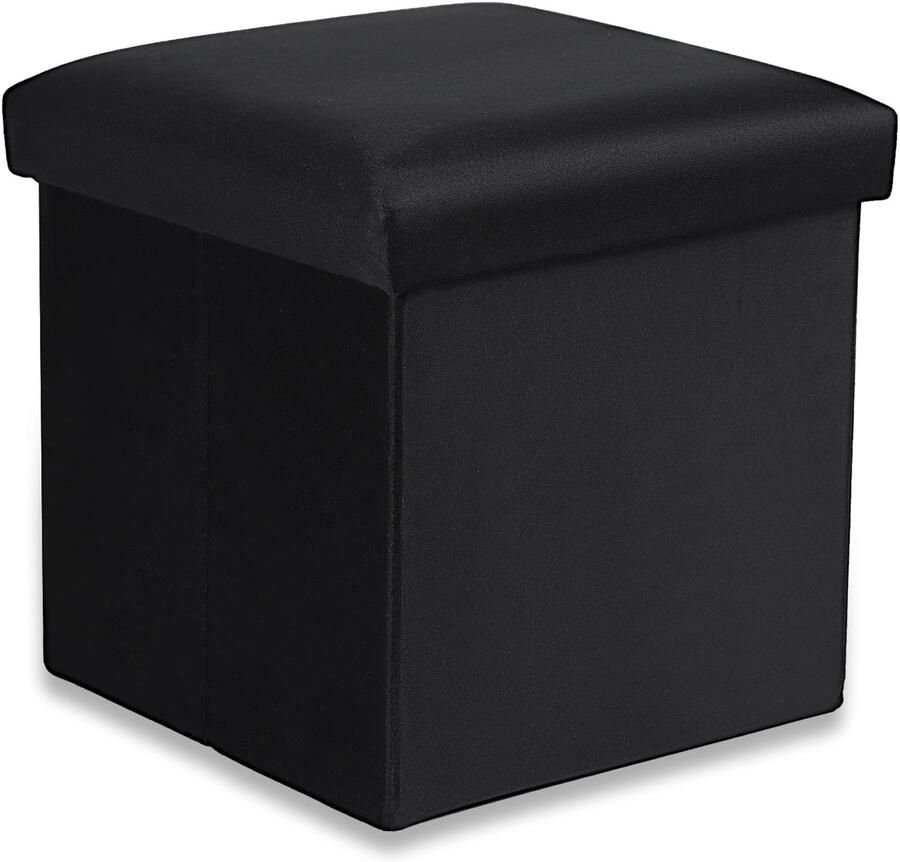 OSKAR Opvouwbare poef M 30x30x30cm fluweel zwart