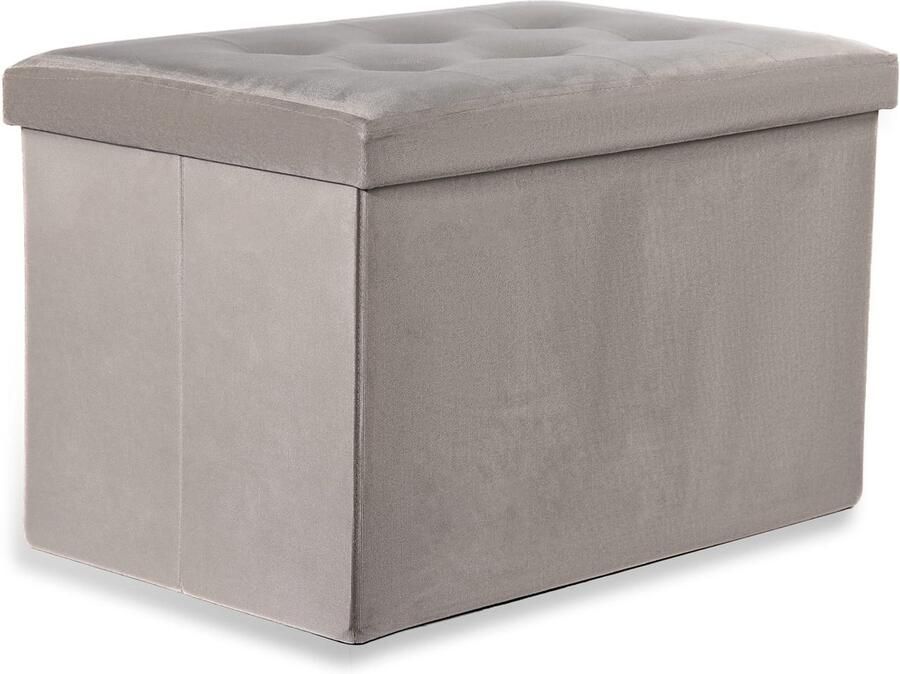 OSKAR Opvouwbare poef XL met knopen 60x38x38cm fluweel beige