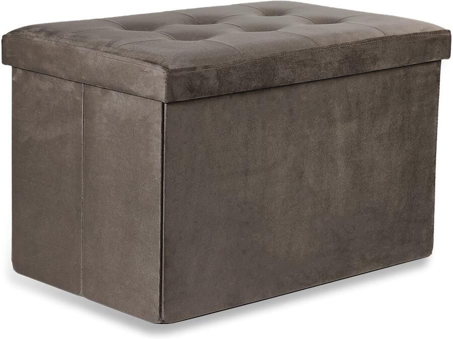 Oskar Opvouwbare poef XL met knopen 60x38x38cm fluweelbruin