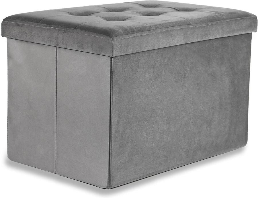 Oskar Opvouwbare poef XL met knopen 60x38x38cm fluweelgrijs x 4