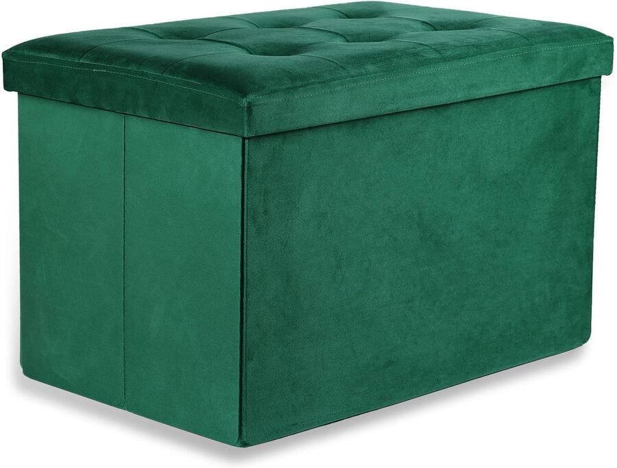 Oskar Opvouwbare poef XL met knopen 60x38x38cm fluweelgroen