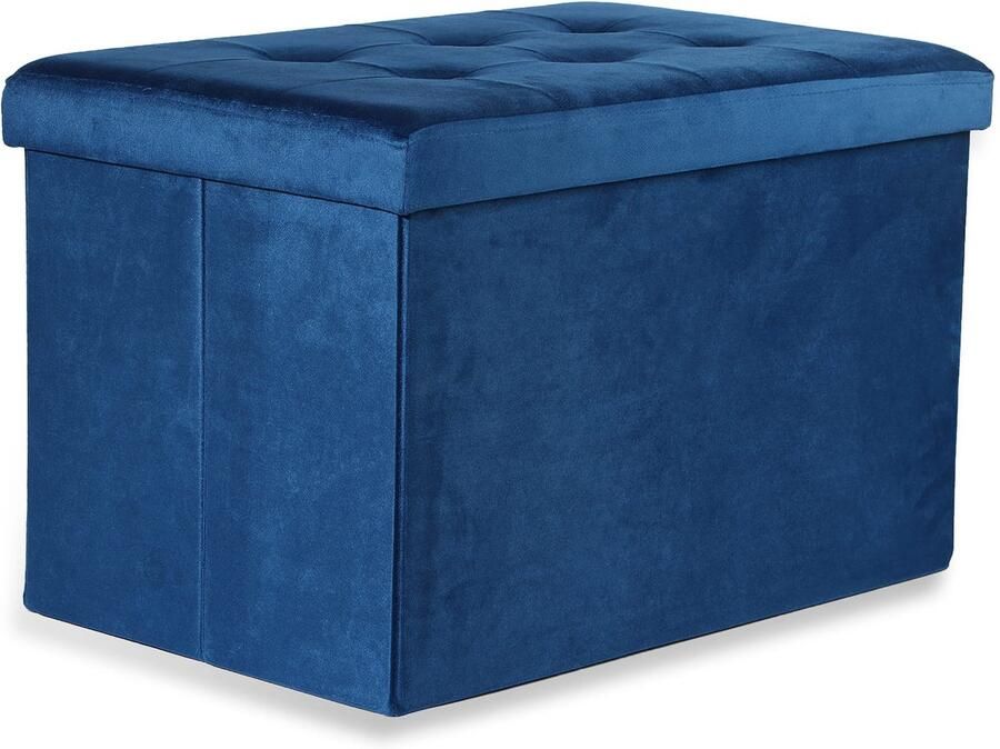 Oskar Opvouwbare poef XL met knopen 60x38x38cm fluweel marineblauw x 4