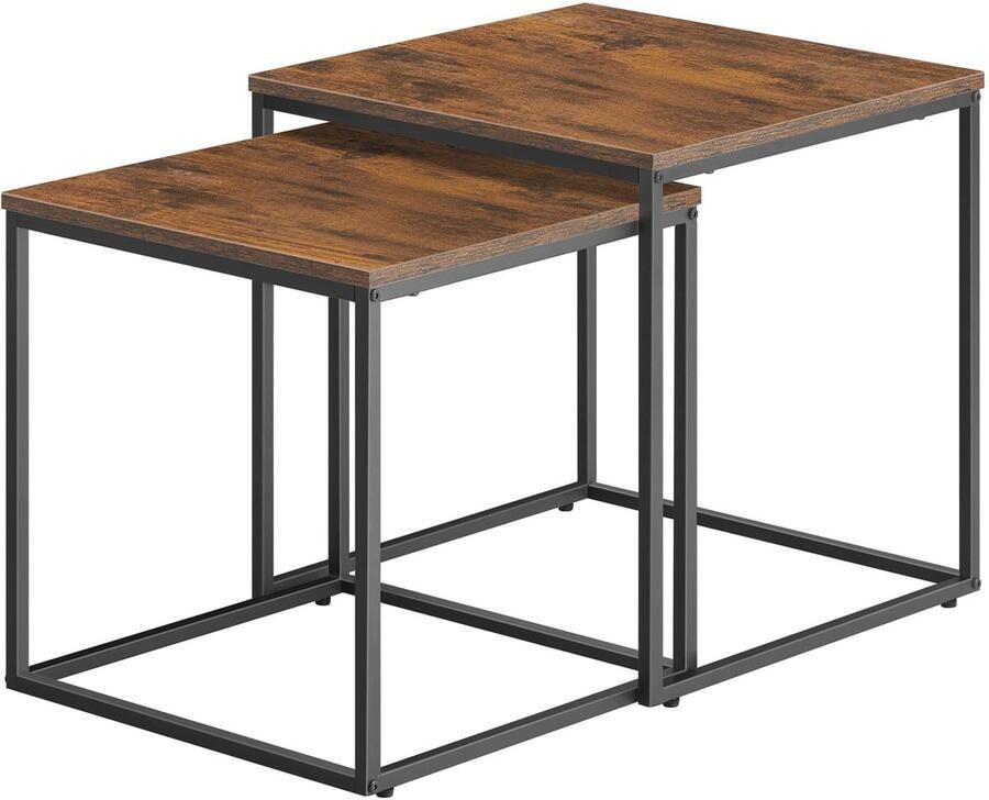 Oskar Salontafel vierkant 2 stuks rustiek zwarte poten