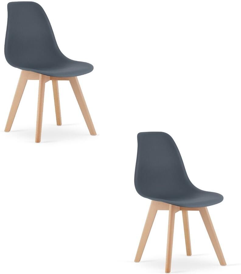 Oskar Set van 2 Eetkamerstoelen KITO – Donker Leistee – Beuken Poten – Kuipstoel met Kunststof Zitting – Tijdloos Design Functioneel en Duurzaam Geschikt voor Woonkamer Eetkamer en Kantoor