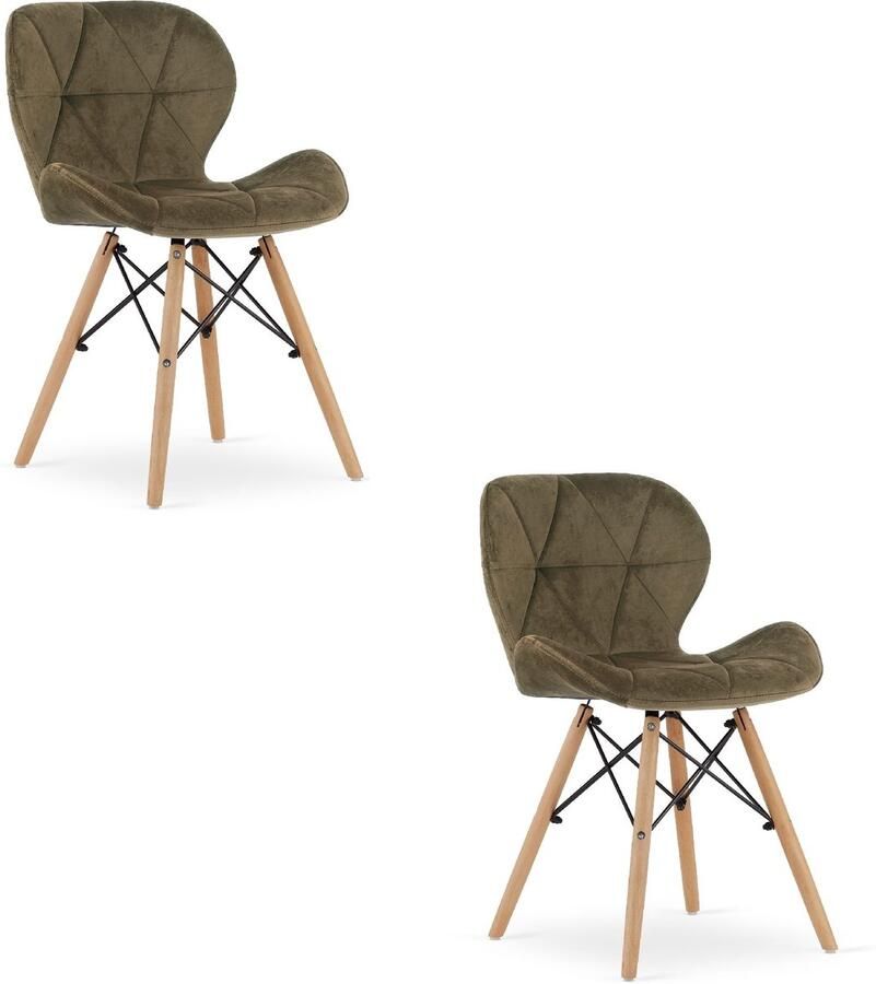 Oskar Set van 2 Eetkamerstoelen LAGO Bruin Velvet Bekleding Houten Poten Ergonomisch Design Max. 120 kg Stijlvolle Look