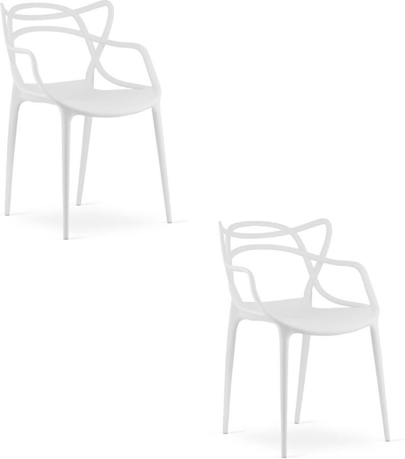 Oskar Set van 2 Stoelen KATO Wit – Moderne Eetkamerstoel met Uniek Design – Ergonomisch Ontwerp – Comfortabele Zitting – Lichtgewicht & Stevig – Geschikt voor Woonkamer Keuken en Kantoor – Draagvermogen tot 110 kg