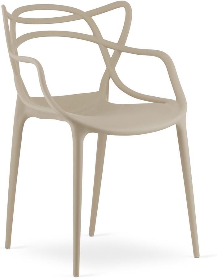 Oskar Stoel KATO Beige – Moderne Eetkamerstoel met Uniek Design – Ergonomisch Ontwerp – Comfortabele Zitting – Lichtgewicht & Stevig – Geschikt voor Woonkamer Keuken en Kantoor – Draagvermogen tot 110 kg