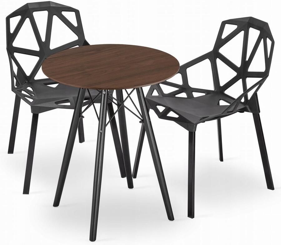 Oskar TODI 60 essen ronde tafelset + 2 ESSEN zwarte stoelen