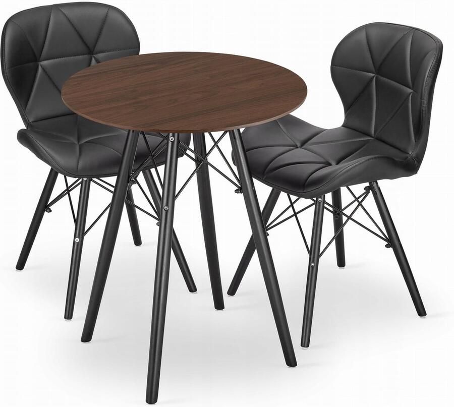 Oskar TODI 60 essen ronde tafelset + 2 LAGO zwarte stoelen