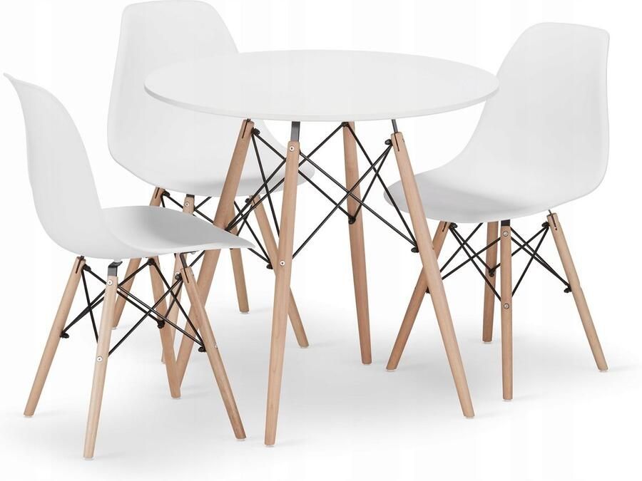 Oskar TODI 80 witte ronde tafelset + 3 OSAKA witte stoelen