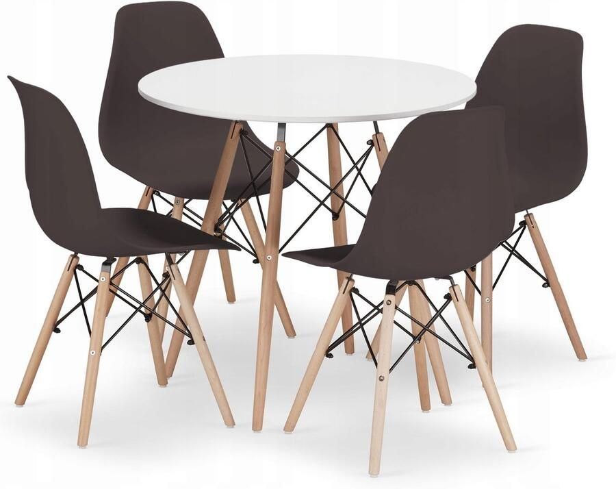 Oskar TODI 80 witte ronde tafelset + 4 OSAKA koffiestoelen