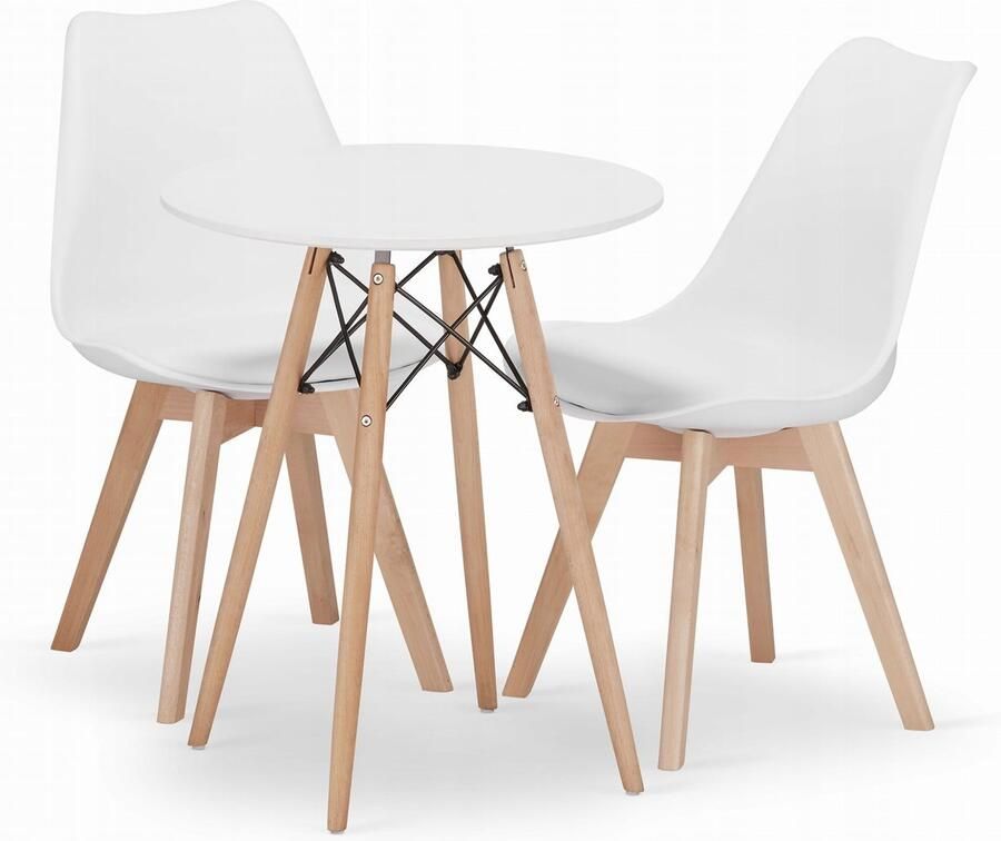 Oskar TODI ronde tafelset 60cm wit + 2 MARK stoelen wit