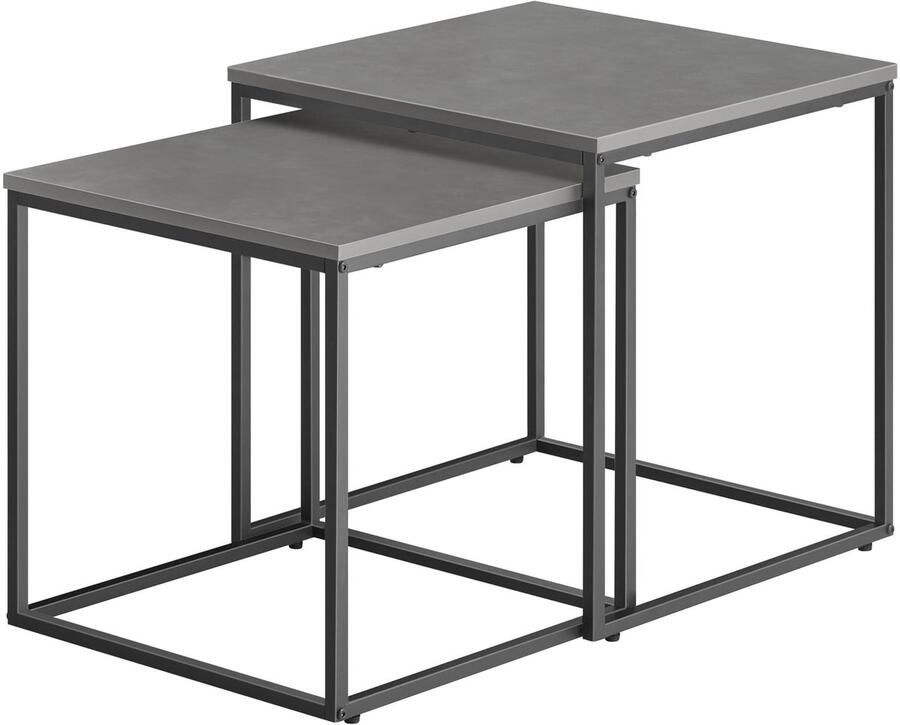 Oskar Vierkante salontafel 2 stuks beton zwarte poten