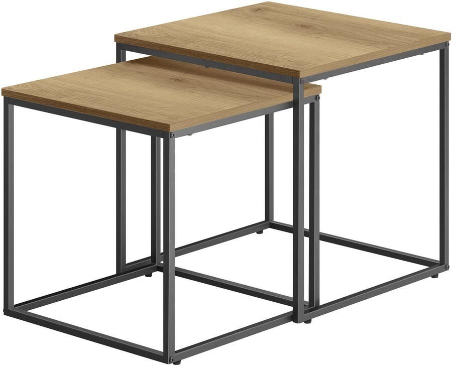 Oskar Vierkante salontafel 2 stuks eiken zwarte poten