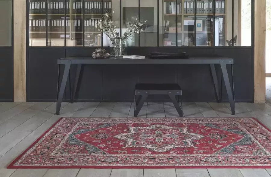 OSTA Kashqai – Vloerkleed – Tapijt – geweven – wol – eco – duurzaam modern landelijk Rood Beige Patroon 135x200