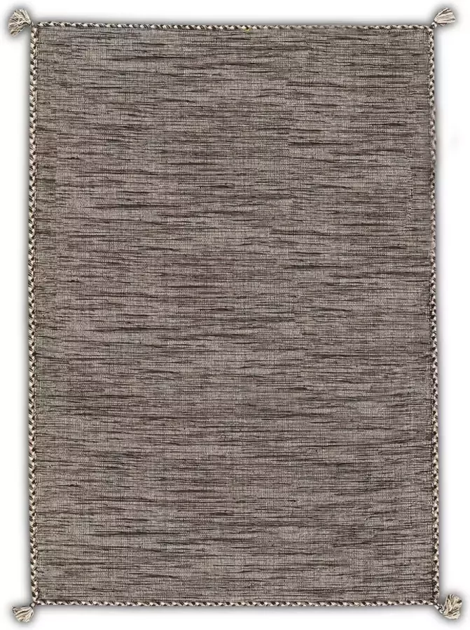 OSTA Medina – Vloerkleed – Tapijt – geweven – wol – eco – duurzaam modern boho Beige Zwart 135x200