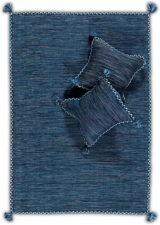 OSTA Medina – Vloerkleed – Tapijt – geweven – wol – eco – duurzaam modern boho Blauw 135x200