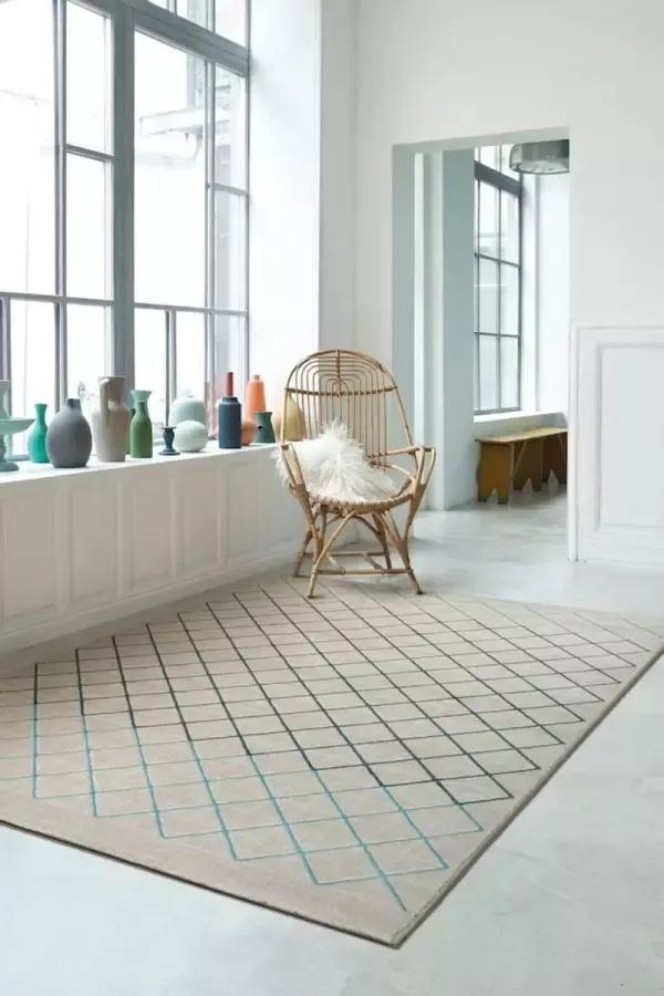 OSTA Patina – Vloerkleed – geweven – polyester – duurzaam – modern vintage beige blauw – 120x170