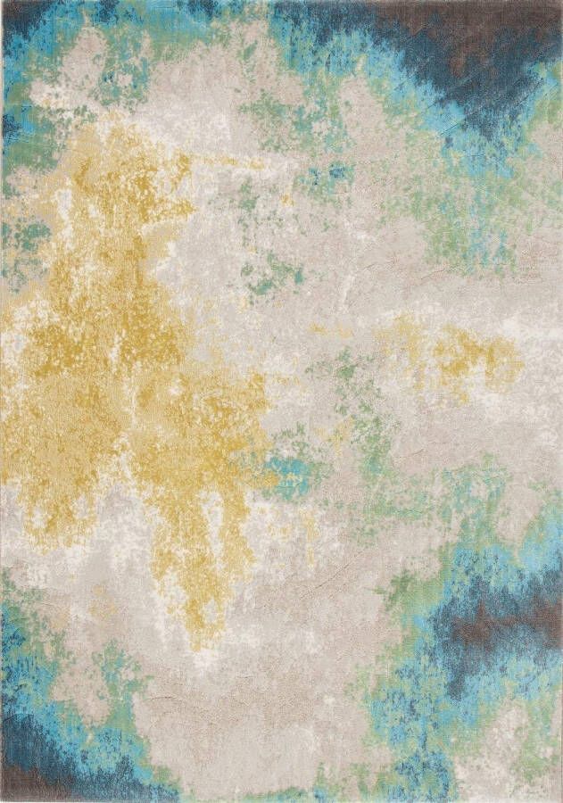 OSTA Patina – Vloerkleed – geweven – polyester – duurzaam – modern vintage blauw geel – 120x170