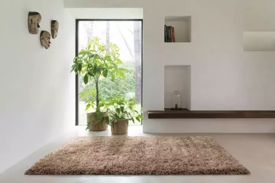 OSTA Safavieh Rhapsody Shag Collection – Vloerkleed – Tapijt – geweven – wol – eco – duurzaam hoogpolig modern Lichtbruin – 120x170