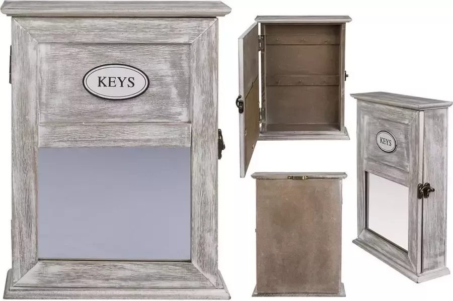 Out of the Blue Locker sleutelkastje van hout met antiek-finish 20 x 26.5 cm Sleutel kluisje opberg kastje - Foto 2