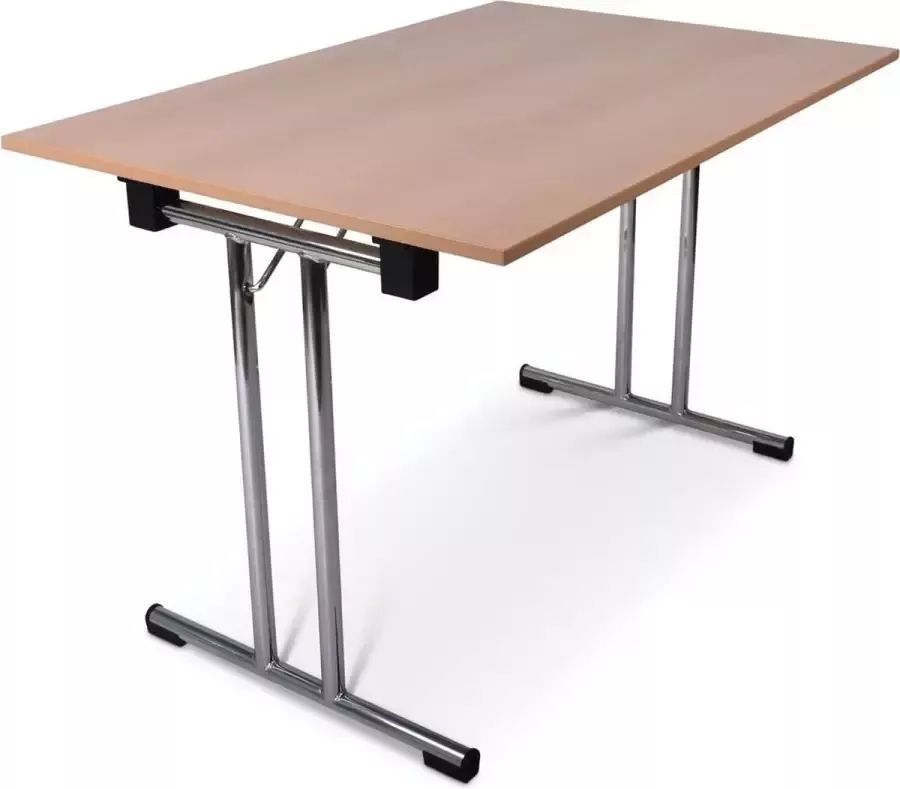 Outmate Inklapbare tafel recht 120x80 T-frame Blad: Houtkleur Frame: Chrome