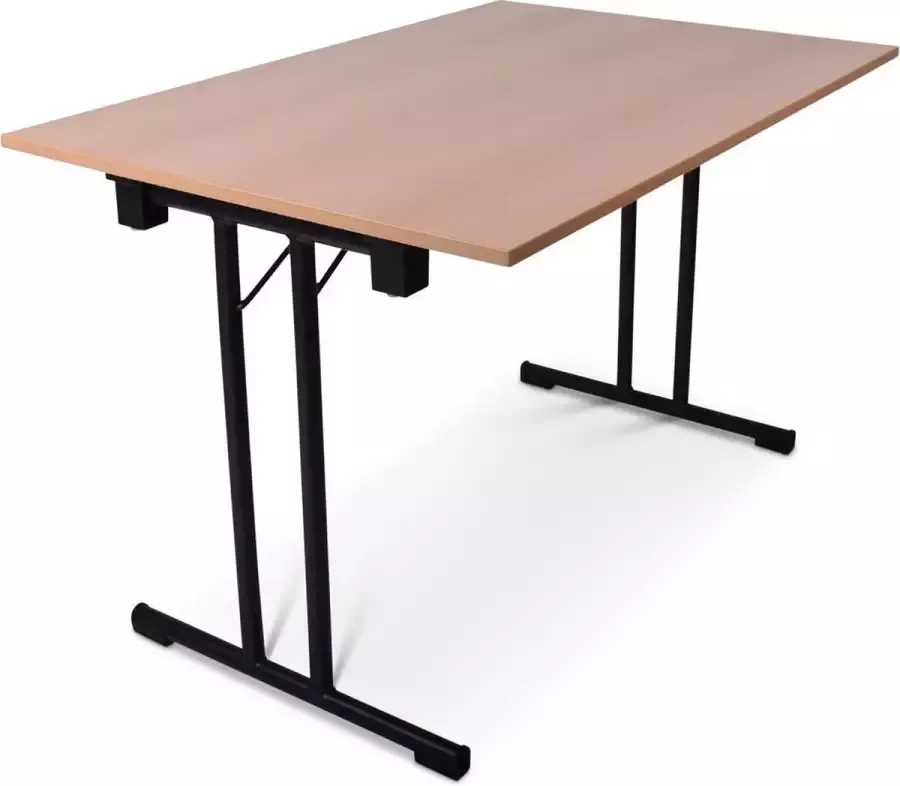 Outmate Inklapbare tafel recht 120x80 T-frame Blad: Houtkleur Frame: Zwart
