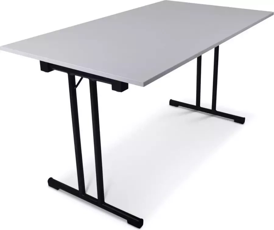 Outmate Inklapbare tafel recht 160x80 T-frame Blad: Grijs Frame: Zwart