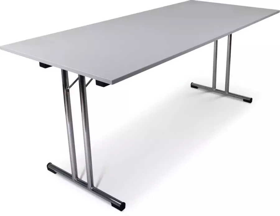 Outmate Inklapbare tafel recht 180x80 T-frame Blad: Grijs Frame: Chrome