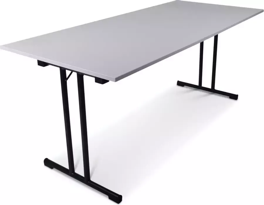 Outmate Inklapbare tafel recht 180x80 T-frame Blad: Grijs Frame: Zwart