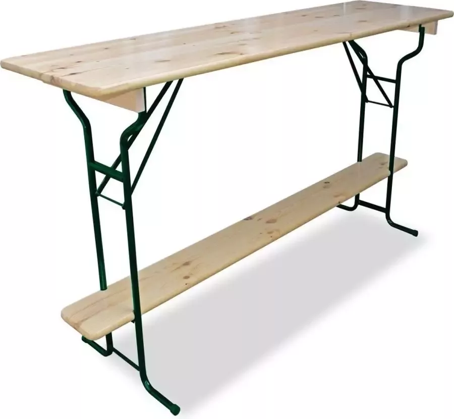 Outmate Statafel biertafel 180 x 60 Premium Groen onderstel Blad: Hout Frame: Groen onderstel