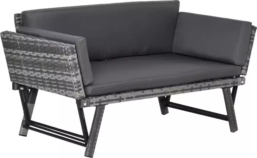 Outsunny 2-zits tuinbank tuinmeubelen tuinbank loungebank poly-rotan staal 860-049