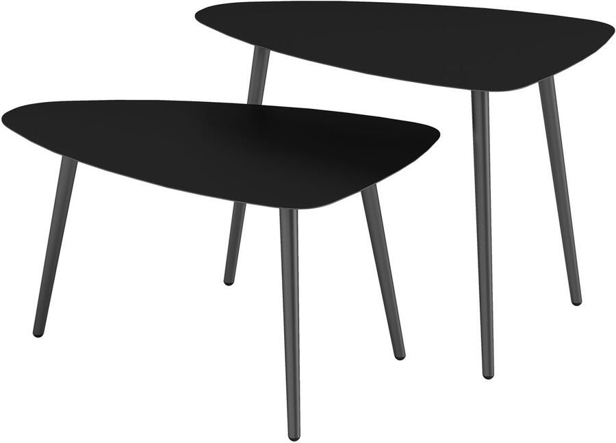 Outsunny bijzettafel 2-delig set staal zwart 65L x 45B x 45H cm