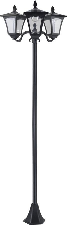 Outsunny Lantaarn zonne energie met 3 Lampen Zwart