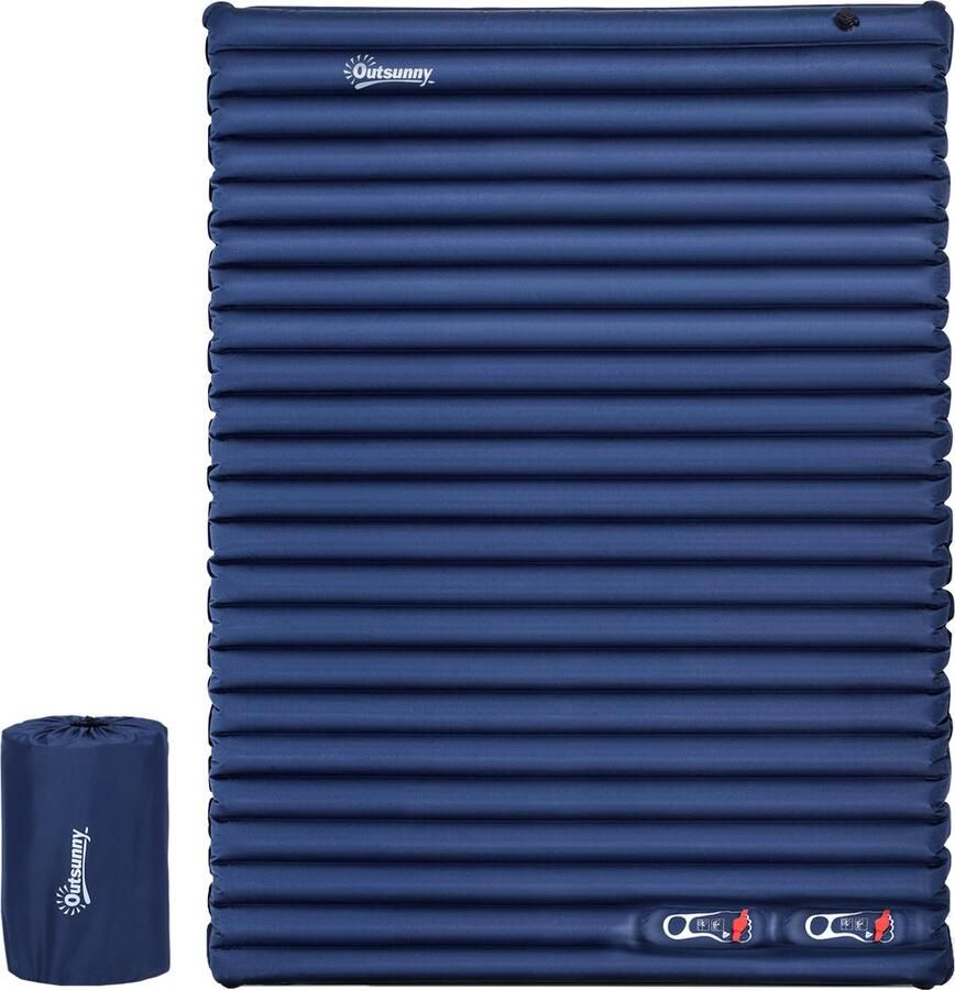 Outsunny Luchtmatras opblaasbaar luchtbed campingmatras slaapmat pongee blauw A20-144