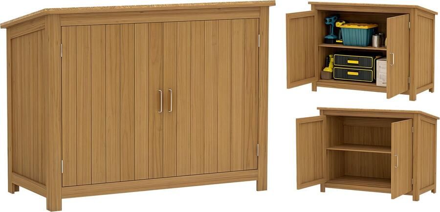 Vinsetto Outsunny-Gartenschrank-Tannenholz-110L x 50B x 85Hcm-Braun