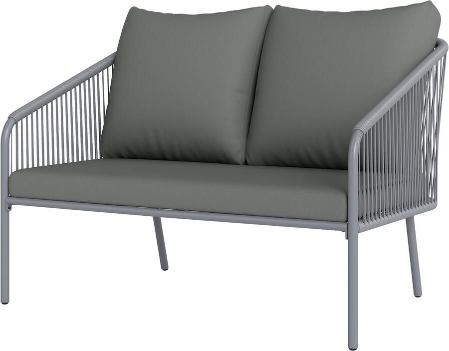 Outsunny Zitbank Staal PE-Rattan 112L x 72B x 76H cm Grijs