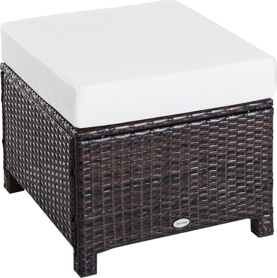 Outsunny Poly Rattan Hocker mit Polsterauflage 841-002V02