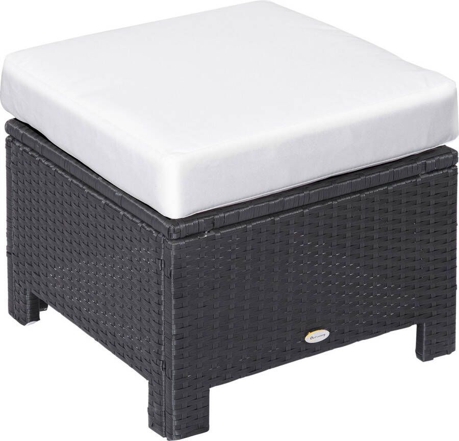 Outsunny Poly Rattan Hocker mit Polsterauflage 841-002V02