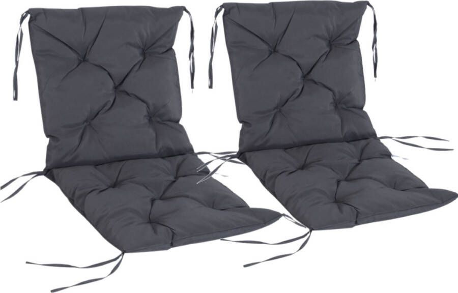 Outsunny Set van 2 kussens voor stoelen met lage rugleuning stoelkussens zitkussens tuinkussens grijs 84B-138 - Foto 4